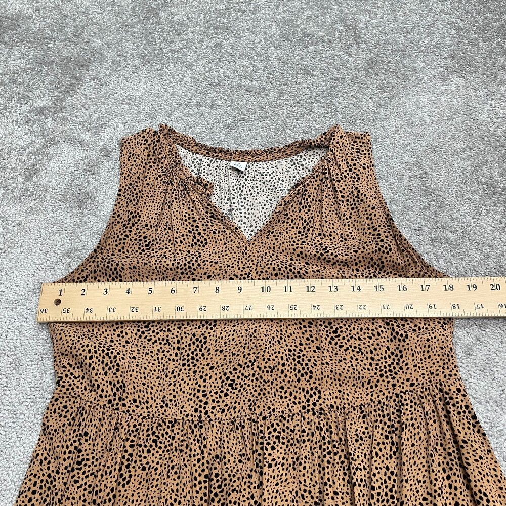 Old Navy Leopard A-Line Relaxed Midi Dress Womens Medium Brown Sleeveless Boho - Picture 9 of 13